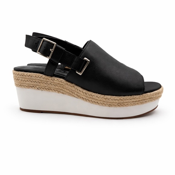 Sole Society Ayelani Boho Black Espadrille Wedge Open Toe Sandals SZ 9M - Picture 2 of 16